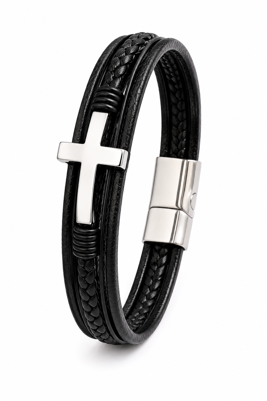 Faith Cross Leather Bracelet