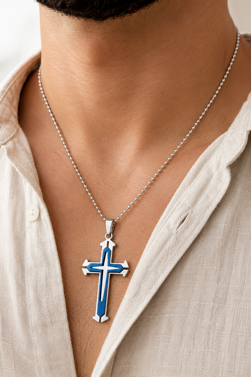 Blue Cross Necklace