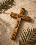 God Bless Our Home Olive Wood Cross